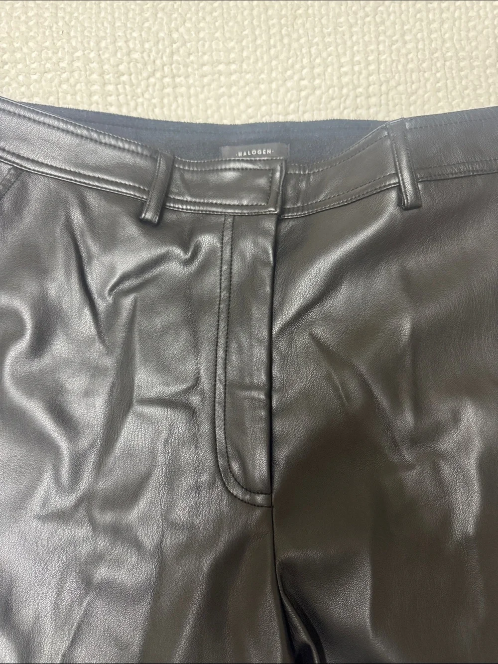 Halogen Black Faux Leather Straight-Leg Pants